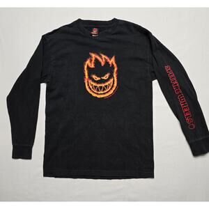 Vintage Spitfire Wheels Skateboard Shirt Fire Head Skate Logo Long Sleeve Tee